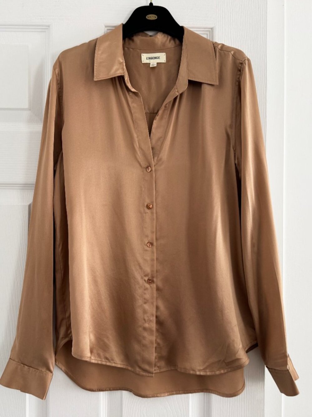 L'Agence Satin Blouse in Copper, size Small